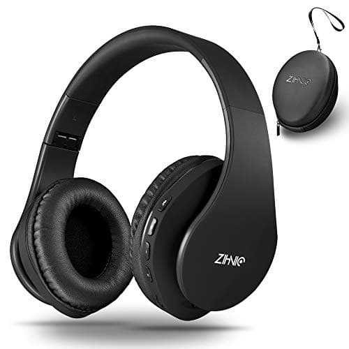 ZIHNIC Bluetooth Headphones Over-Ear, Foldable Wireless and Wired Stereo Headset Micro SD/TF, FM for Cell Phone,PC,Soft Earmuffs &Light Weight for Prolonged Wearing (Black) - Image 1