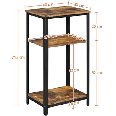 Yaheetech Large 3-Tier Tall End Table, 30 Inches High Side Table with Wooden Shelves & Strong Metal Frame for Living Room Small Space, 12 x 16 x 29.5 inches，Rustic Brown - Image 3