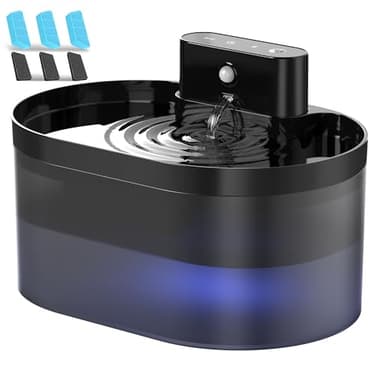 Wireless Cat Water Fountain: Pet Water Fountain Battery Operated, 74oz/2.2L Automatic Cat Water Dispenser，Rechargeable Drinking Fountain for Cats Indoor with Motion Sensor,Fountain+3Filters+3Sponges - Image 1