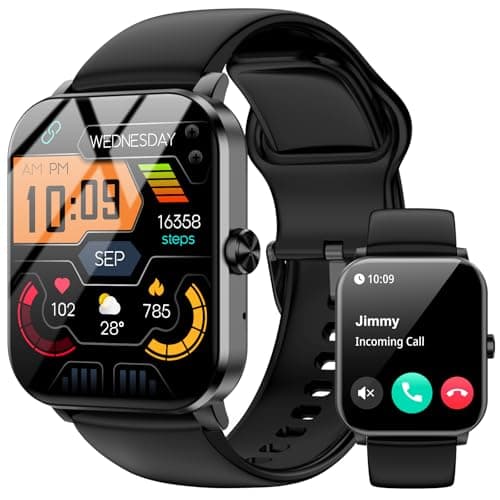 Smart Watch, 1.85" HD Smartwatch for Men Women (Answer/Make Calls), Fitness Watch with Heart Rate/Sleep/IP68 Waterproof/120+ Sports Modes, Pedometer, Android Smart Watch for Android iOS (Black) - Image 1
