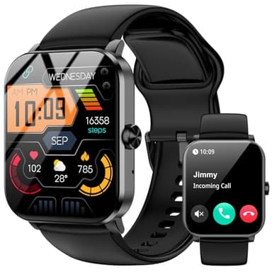 Smart Watch, 1.85" HD Smartwatch for Men Women (Answer/Make Calls), Fitness Watch with Heart Rate/Sleep/IP68 Waterproof/120+ Sports Modes, Pedometer, Android Smart Watch for Android iOS (Black) - Image 1