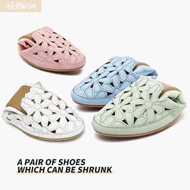 HEAWISH Women's Floral Ballet Flats for Women Black Beige Slip On Flowers PU Leather Round Toe Dress Shoes(White,US7.5) - Image 4