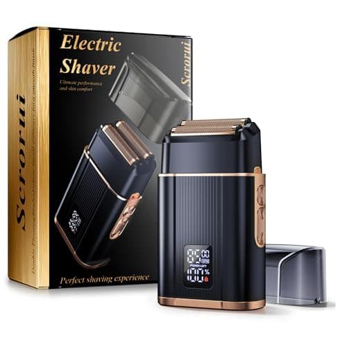 Foil Shavers for Men, High Speed Double Floating Blades Electric Razor, IPX6 Waterproof Dry/Wet, 2 Adjustable Speed Electric Shaver with LED Display, USB-C Light Black