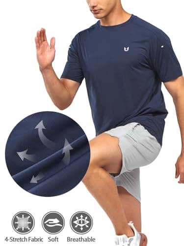 NORTHYARD Men's Athletic Running T-Shirts Quick Dry Workout Shirts Short-Sleeve Sports Gym Tee Tops Performance Activewear Navy 2XL - Image 4