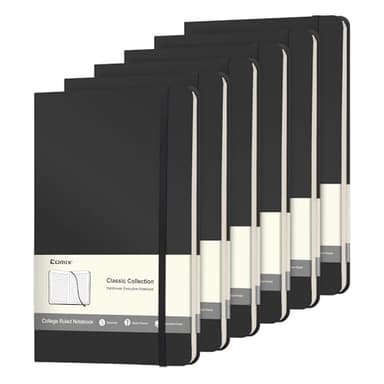 Comix 6 Pack Lined Journal Notebooks for Work, 240 Pages, 5.5"x8.3", Black, Hardcover, A5 Medium College Ruled, Journaling Notebooks for Notes-taking, Fits for Office School Home - Image 1