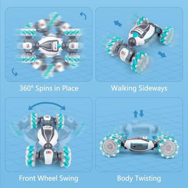 PREPOP Gesture Sensing RC Stunt Car, Birthday for Age 6 7 8-12 13+ Year Old Boys - Cool Toys for Kids, Hand Controlled Remote Control Twist Vehicle with Lights & Music, 4WD Rotating - Image 5