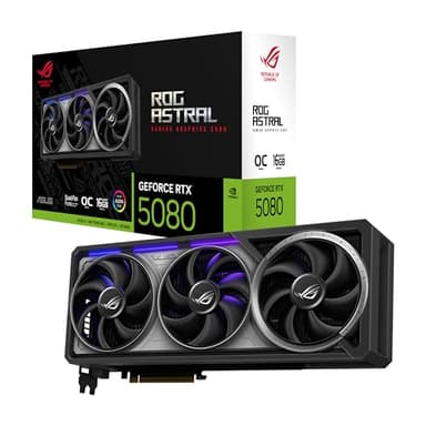 ASUS ROG Astral GeForce RTX™ 5080 OC Edition Gaming Graphics Card (PCIe® 5.0, 16GB GDDR7, HDMI®/DP 2.1, 3.8-Slot, 4-Fan Design, Axial-tech Fans, Patented Vapor Chamber, Phase-Change GPU Thermal pad) - Image 1