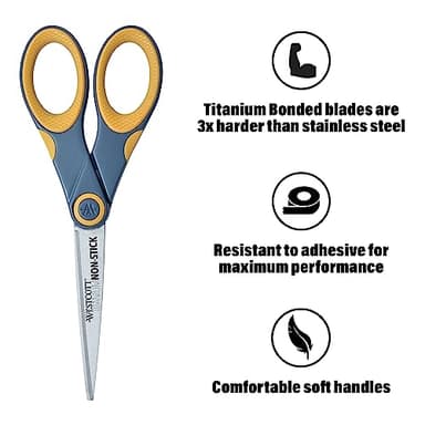 Westcott Titanium Bonded Non Stick Scissors, 7" Straight (14851) - Image 3