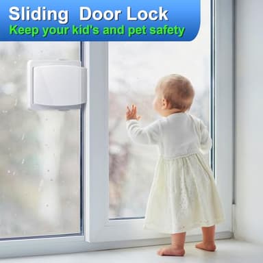 Sliding Door Lock, 2 Pack Child Safety Sliding Glass Door Lock for Sliding Glass Doors, Sliding Windows, Sliding Closet, etc. Easy to Installation Provides More Security for Your Baby and Pets - Image 8