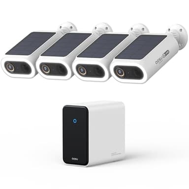 AOSU 4K Solar Security Cameras Wireless Outdoor, Expandable to 16TB (32GB Built-in) HomeCortex Home Security System, AI Face Recognition & Behavior Detection, 4-Cam Kit - Image 1