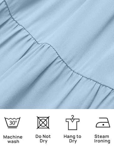 ZESICA Women's 2025 Summer Casual Flutter Short Sleeve Crew Neck Smocked Elastic Waist Tiered Midi Dress,Blue,Large - Image 6