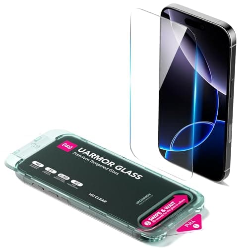 Upcommon UARMOR Clear Screen Protector for iPhone 16 Pro Max [6.9 Inch] Double Strength 9H Tempered Glass with Easy Installation Kit, Anti-Scratch, Case Friendly Fit- 2Pack - Image 1