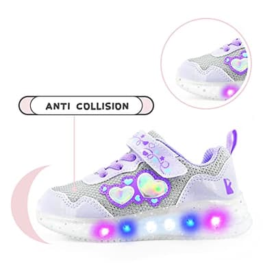 YESKIS Toddler Tennis Shoes Girl Light Up Shoes Diva Heart LED Flashing Lightweight Mesh Breathable Adorable Running Sneakers for Little Kid Silver Size 11 - Image 5
