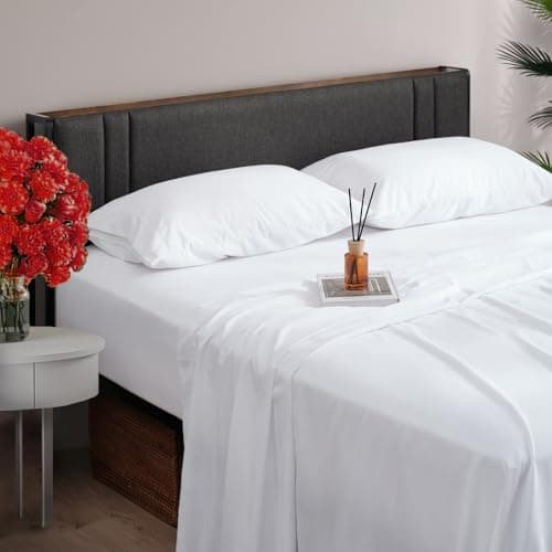 4 Piece Queen Size Bed Set, Upgraded Cooling Deep Pocket Comfy Breathable Hotel Luxury Bedding, Extra Soft & Wrinkle Free Sheets Cover, Queen Sheets up to 16 inch, White - Image 1