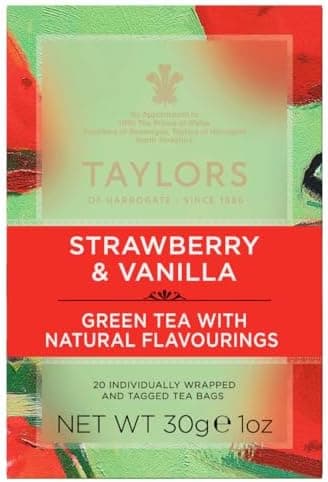 Taylors of Harrogate Strawberry & Vanilla, Green Tea, Individually Wrapped Bags, 20 Count (Pack of 1), Smooth, Juicy and Sweet, Caffeinated, Enjoy Hot or Iced, 20 Teabags - Image 3