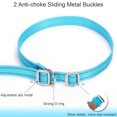 YUCFOREN 10FT 15FT 20FT Anti-Choke Long Slip Lead Dog Leash, 3/4" Wide Nylon Reflective Leash No Pull Training Lead for Medium Large Dogs (15FT * 3/4" Blue) - Image 2