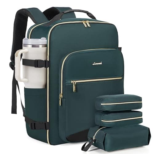 LOVEVOOK 40L Large Travel Backpack for Women Men, 17 Inch Carry on Backpack for Traveling on Airplane, Personal Item Travel Bag Airline Approved, Business Causal Weekender Backpack, Green-Black - Image 1