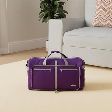 Gonex 80L Packable Travel Duffle Bag Foldable Duffel Bags for Luggage Gym Sports Camping Travelling Cycling Storage Shopping Water & Tear Resistant Purple - Image 2