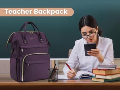 LOVEVOOK College Laptop Backpack, 15.6 Inch Travel Backpack for College, Waterproof Work Backpack Woman for Teacher Nurse Anti-theft Travel Back Pack, Gifts for Women,Dark Purple - Image 7