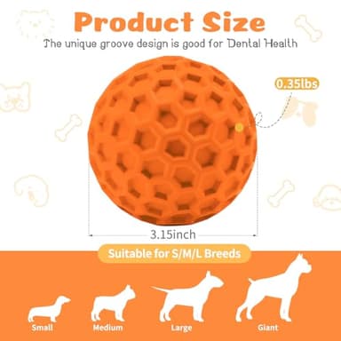 HIPPIH Indestructible Squeaky Dog Toys, Interactive Dog Balls 2 Pack, Chew Toys for Aggressive Chewers, Natural Rubber Puppy Toy for Large/Medium Dogs, Tough Puppy Teething Toy, Relieve Anxiety - Image 2