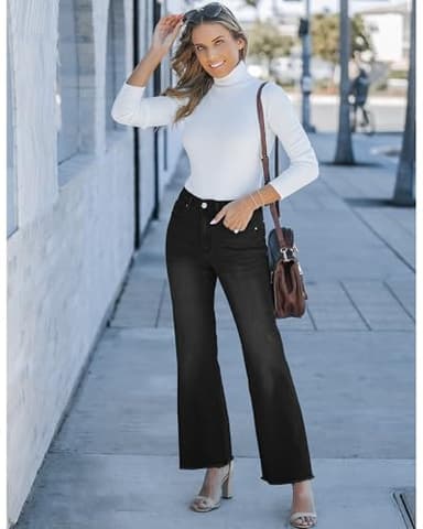 GRAPENT Black High Waisted Jeans - Stretch Pants for Women - Color Washed - Sizes L, 12, 14 - Image 4