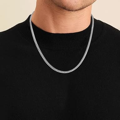 Jewlpire 3.5MM Silver Chain Necklace for Men, Stainless Steel Mens Necklace Cuban Link Chain for Men Sturdy & Comfortable Men's Chain Necklaces, 16 Inch - Image 5
