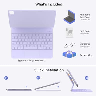 typecase Keyboard Case for iPad Air 13(M3 2025 / M2 2024) and iPad Pro 12.9 (6th, 5th, 4th,3rd Gen),Magic Keyboard,Easy-Set Magnetic Stand,Multi-Touch Trackpad,11 Colors Backlight,Light Purple - Image 8