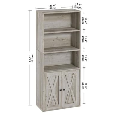 IRONCK Industrial Bookshelves and Bookcases with Doors 11.8 in Depth Floor Standing 5 Shelf Display Storage Shelves Bookcase Home Decor Furniture for Home, Office, Living Room, Bedroom - Image 3