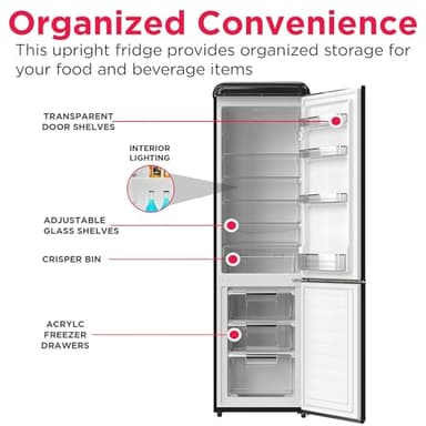 Frigidaire RETRO 9.2 Cubic Foot Fridge with Bottom Mount Freezer, 9.2 cu. ft, BLACK - Image 4