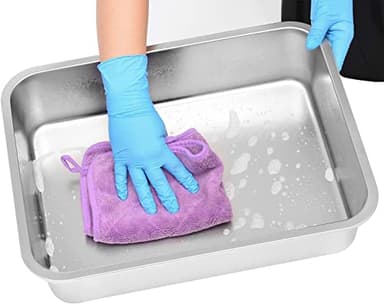 Kichwit Large Stainless Steel Cat Litter Box with High Sides, Metal Litter Pan for Cat, Non Stick Smooth Surface, Easy to Clean (17.5" L x 13.5" W x 7.9" H) - Image 6