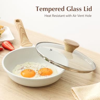 SENSARTE Nonstick Ceramic Frying Pan with Lid 8/9.5/10/11/12.5 Inch Omelet Pan Skillet, Free of Intentionally Added PFAS/PTFE Non-toxic Chef's Pan Induction Compatible Pan, Heat Resistant Handle - Image 6