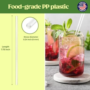 Glotoch Express 500PCS Individually Wrapped Clear Plastic Straws, 7.75'' Long, 0.24'' Diameter Disposable Drinking Straws for Every Occasion, Party, Made in USA - Image 2