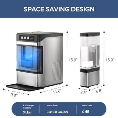 Nugget Ice Maker Countertop with 0.8Gal Removable Tank for Chewable Ice, 41Lbs/24H, One-Touch Fast Ice in 6 Mins, Self-Cleaning & Ultra Quiet for Home, Office, Party - Image 8