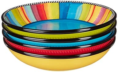Certified International Sierra 9" Soup/Pasta Bowl, Set of 4 Assorted Designs, Multicolor – Great for Hearty Meals, Pasta Nights, Soups, and Vibrant Family Dinners - Image 1
