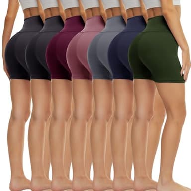 TNNZEET 7 Pack Biker Shorts for Women - 5''/8''/3'' High Waisted Workout Tummy Control Spandex Gym Shorts for Yoga Athletic - Image 1
