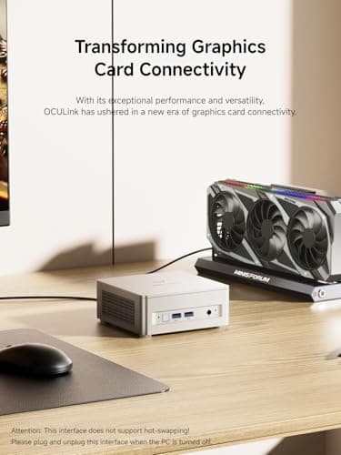 MINISFORUM UM880 Plus Mini PC with AMD Ryzen 7 8845HS(8C/16T, up to 5.1GHz),Mini Computer Radeon 780M Graphics 1TB PCIe4.0 SSD 32GB DDR5,OCuLink,Triple Display with HDMI+DP+USB4, 5xUSB Port,2.5G LAN - Image 3