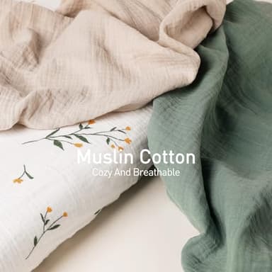 Gllquen Baby Muslin Bassinet Sheets 3 Pack, Breathable Elastic Cozy Fitted Cotton Bassinet Mattress Sheet for Baby Boy Girls, Fit for Hourglass Oval Rectangular Cradle Pad Sheets 33"x17" (Green) - Image 4