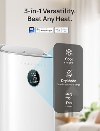 Dreo Portable Air Conditioners, 8000 BTU ASHRAE (5000 BTU DOE) Smart AC Unit for Bedroom with Drainage-free Cooling, 45dB Quiet, APP/Voice/Remote, Portable AC for Room Indoors, AC318S - Image 4