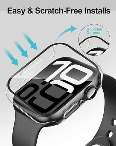 Smiling 2 Pack Case Compatible with Apple Watch Series 11 (2025)/Series 10 42mm with Tempered Glass Screen Protector, Hard PC Case Scratch-Resistant Overall Protective Cover- Transparent - Image 4