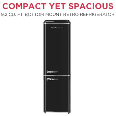 Frigidaire RETRO 9.2 Cubic Foot Fridge with Bottom Mount Freezer, 9.2 cu. ft, BLACK - Image 2