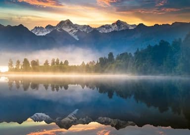Ravensburger - Lake Matheson, New Zealand - 1000 Piece Jigsaw Puzzle - Stunning, Peaceful Lake at Sunrise - Majestic Misty Mountains - Ideal Gift - Frameable Art - Screen-Free Fun - Puzzles for Adults - Image 1