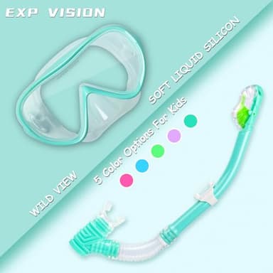 Kids Snorkel Set, Child Diving Mask Anti-Fog Swimming Goggles Dry Snorkel Children Snorkeling Swimming Gear for Youth Boys Girls Age 4-14 (Aqua Set) - Image 4
