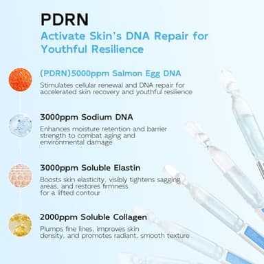 Salmon DNA PDRN Anti-Aging Serum, 5000ppm Salmon Egg DNA Ampoule, 2000ppm Collagen, Glutathione, Niacinamide & 6 Hyaluronic Acids, Korean Skincare for Wrinkles & Radiance,0.05 fl.oz x 30e - Image 4