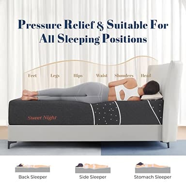 Sweetnight Queen Mattress, 12 Inch Gel Memory Foam Mattress in a Box, Plush Comfort Queen Size Mattress for Motion Isolation & Pressure Relief, Gray, Starry Night Grey - Image 6
