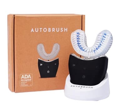 autobrush Sonic Pro U Shaped Adults Electric Toothbrush with Unique 360° Nylon Bristles, 3 Cleaning Modes, Ultrasonic LED Light, Rechargeable, Waterproof (Double-Sided, Black) - Image 1