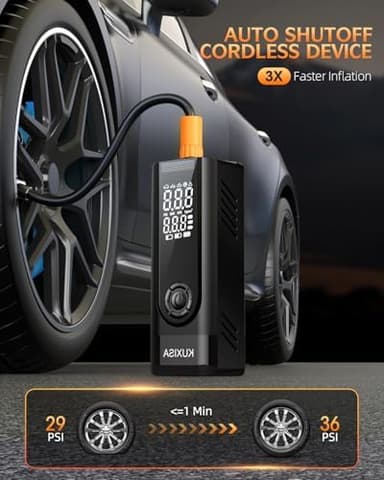 KUXISA Tire Inflator Portable Air Compressor, 180PSI Air Compressor with Digital Pressure Gauge, 3X Faster Portable Air Pump for Car, Motorcycle, Bicycle, Ball and More(Black - Image 5