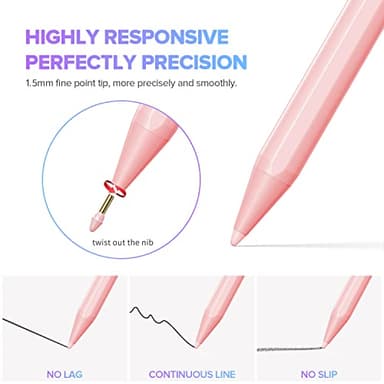 Stylus Pen for iPad 6th-11th Generation-2X Fast Charge Active Pencil Compatible with 2018-2025 Apple iPad Pro 11"/12.9"/M4, iPad Air 3/4/5/M2/M3,iPad mini 5/6 Gen-Pink - Image 4