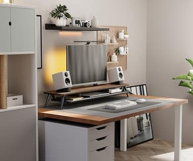 Fenge Dual Monitor Stand, Monitor Stands Riser for 2 monitors, 42.5 Inch Wood Desk Shelf with Storage Organizer and Cable Management for Office Desk Accessories - Image 7