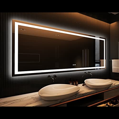 Amorho LED Bathroom Mirror 84" X32" with Front and Backlight, Large Dimmable Wall Mirrors with Anti-Fog, Shatter-Proof, Memory, 3 Colors, Double LED Vanity Mirror - Image 1