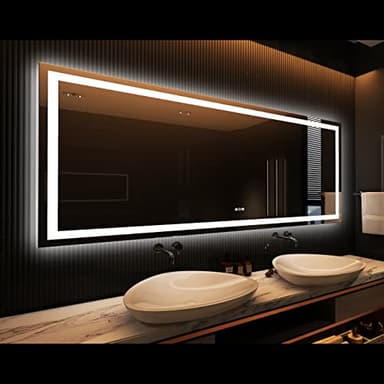 Amorho LED Bathroom Mirror 84" X32" with Front and Backlight, Large Dimmable Wall Mirrors with Anti-Fog, Shatter-Proof, Memory, 3 Colors, Double LED Vanity Mirror - Image 1